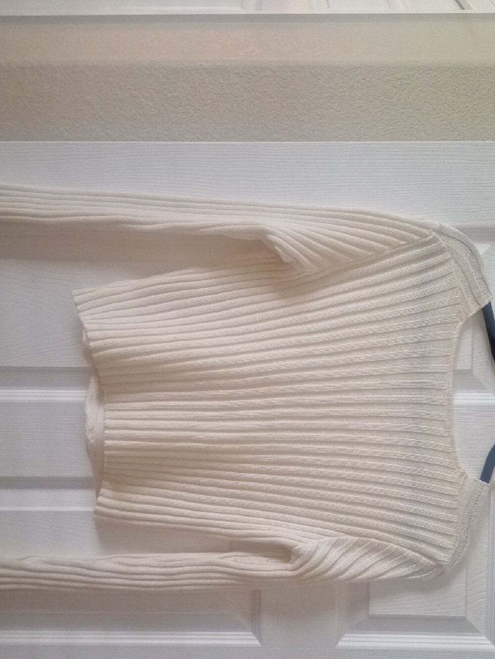 Cream V-Neck Button Ribbed Sweater - Picture 3 of 4